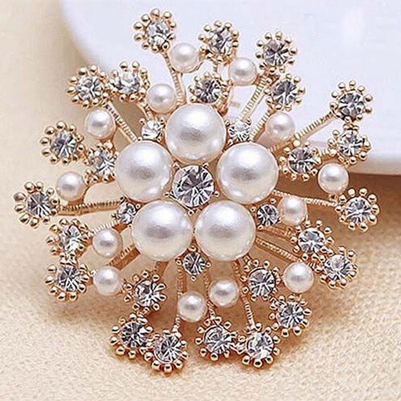 CHANEL Inspired Designer Fashion Women Large Brooches Pearls Rhinestones Crystal  Pin Jewelry