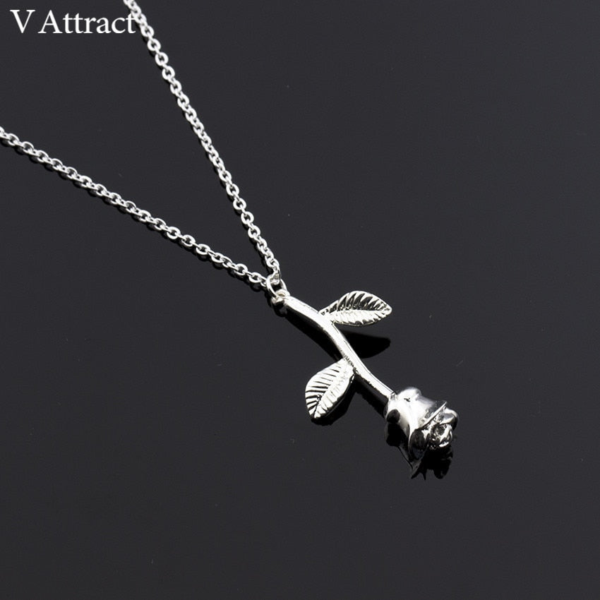 V Attract Bijoux Femme Collier Pink Gold Rose Flower Statement Necklace Women Maxi Choker Boho Jewelry Graduation Gift Kolye