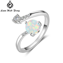 Load image into Gallery viewer, Round Blue Opal Rings for Women Cubic Zirconia Adjustable Wrap Ring Wedding Jewelry
