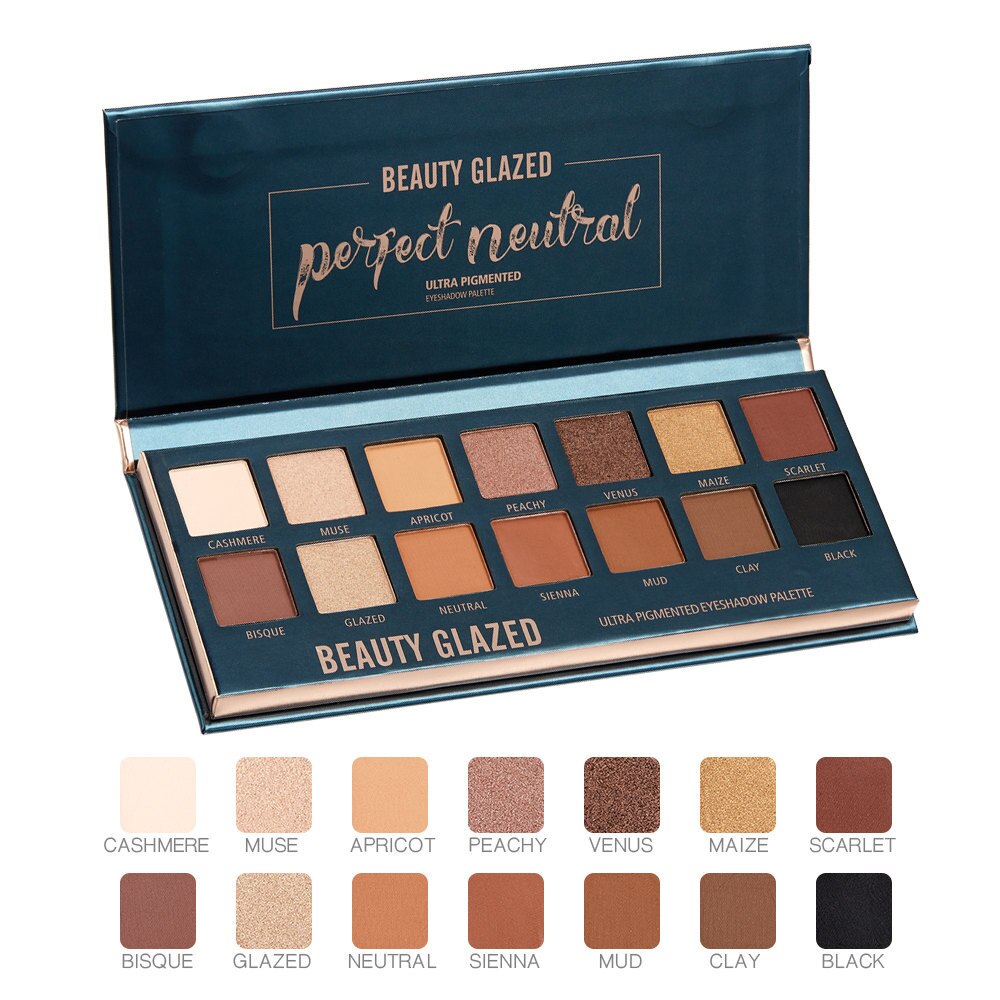 TracI K Beauty Glazed 14 Colors Shimmer Matte Pigmented Smokey Make Up Palette Eyeshadow Long-lasting Pressed Glitter Eye Makeup TSLM2