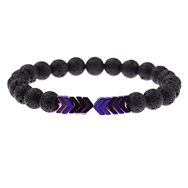 New Volcanic Lava Stone Essential Oil Diffuser Stone Bracelet Men Colorful Arrow Healing Balance Yoga For Women