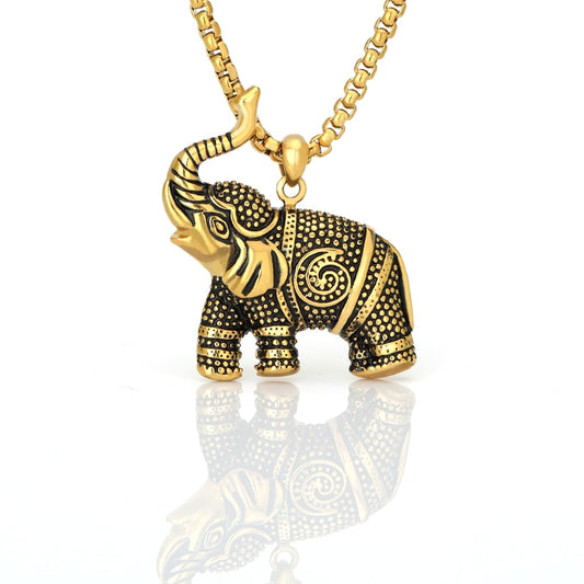Elephant Pendant Necklace Stainless Steel Lucky Animal Gold Chain Necklaces Pendants Jewelry Accessories Gifts For Men Women