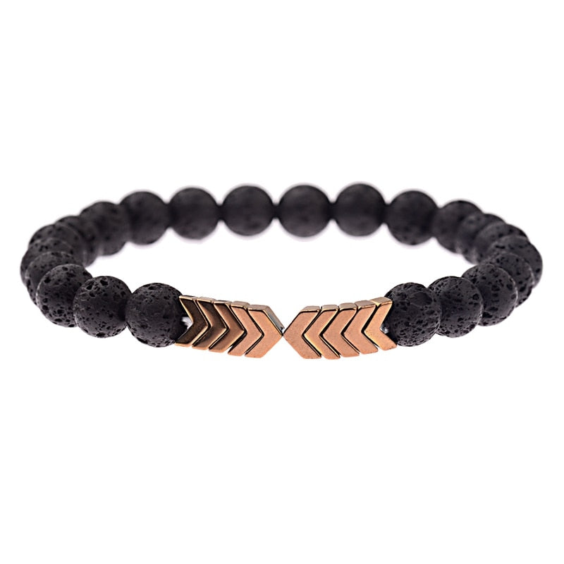 New Volcanic Lava Stone Essential Oil Diffuser Stone Bracelet Men Colorful Arrow Healing Balance Yoga For Women