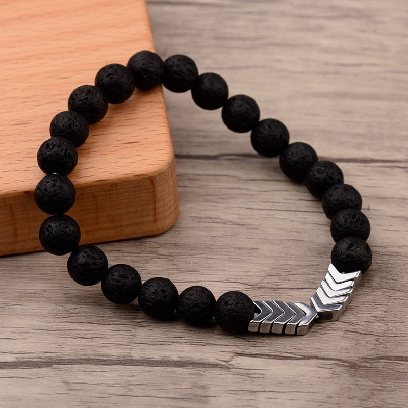 New Volcanic Lava Stone Essential Oil Diffuser Stone Bracelet Men Colorful Arrow Healing Balance Yoga For Women