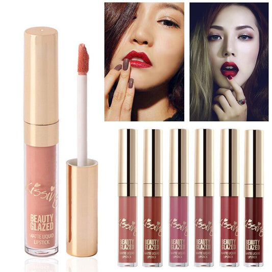 Traci K Beauty Glazed 6PCS Matte Liquid Lipstick Long Lasting Waterproof Glitter Lip Gloss No Fading Lip Tint Clear Lip Stain TSLM2