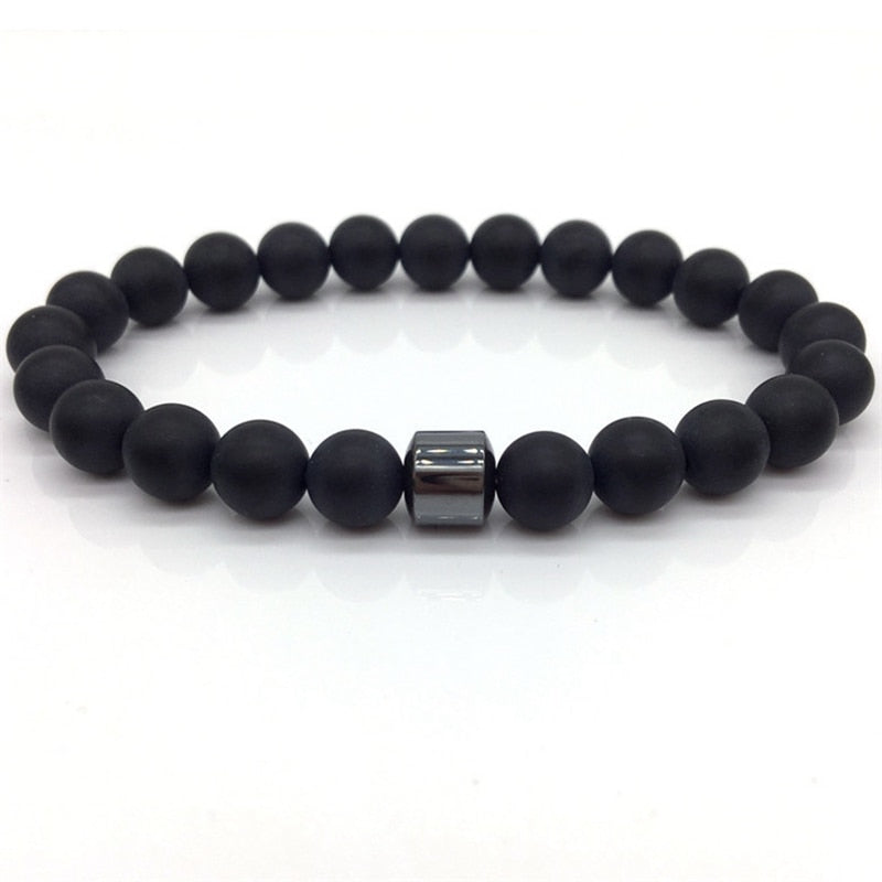 Cylinder Hematite Bracelets For Men Classic Nature Stone Beads Bracelets & Bangles Homme Yoga Jewelry UNISEX