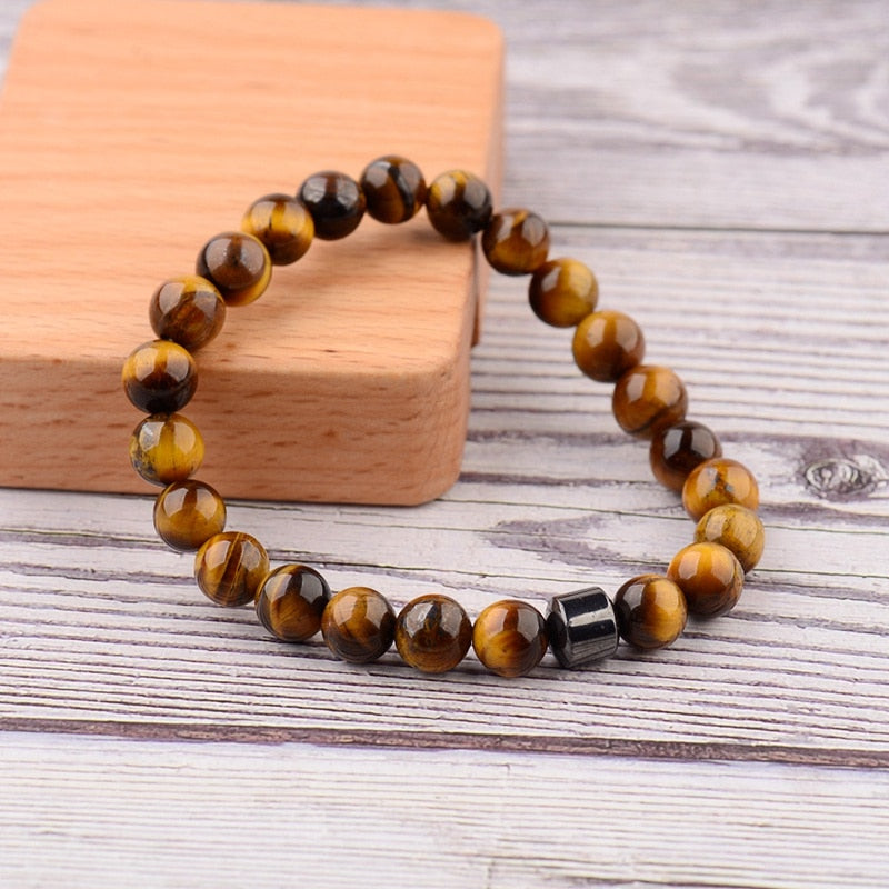 Cylinder Hematite Bracelets For Men Classic Nature Stone Beads Bracelets & Bangles Homme Yoga Jewelry UNISEX