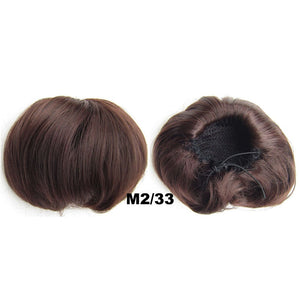 Audrey Hepburn Traci K Beauty Synthetic Straight Hair Bun Donut Drawstring Chignon Clip on Cover Updos Women's Hairpiece