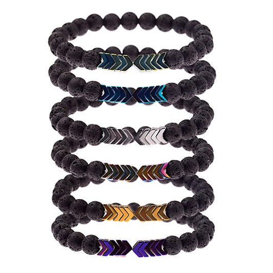 New Volcanic Lava Stone Essential Oil Diffuser Stone Bracelet Men Colorful Arrow Healing Balance Yoga For Women