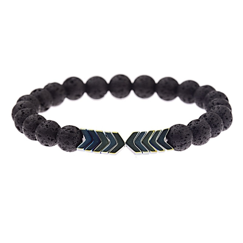 New Volcanic Lava Stone Essential Oil Diffuser Stone Bracelet Men Colorful Arrow Healing Balance Yoga For Women