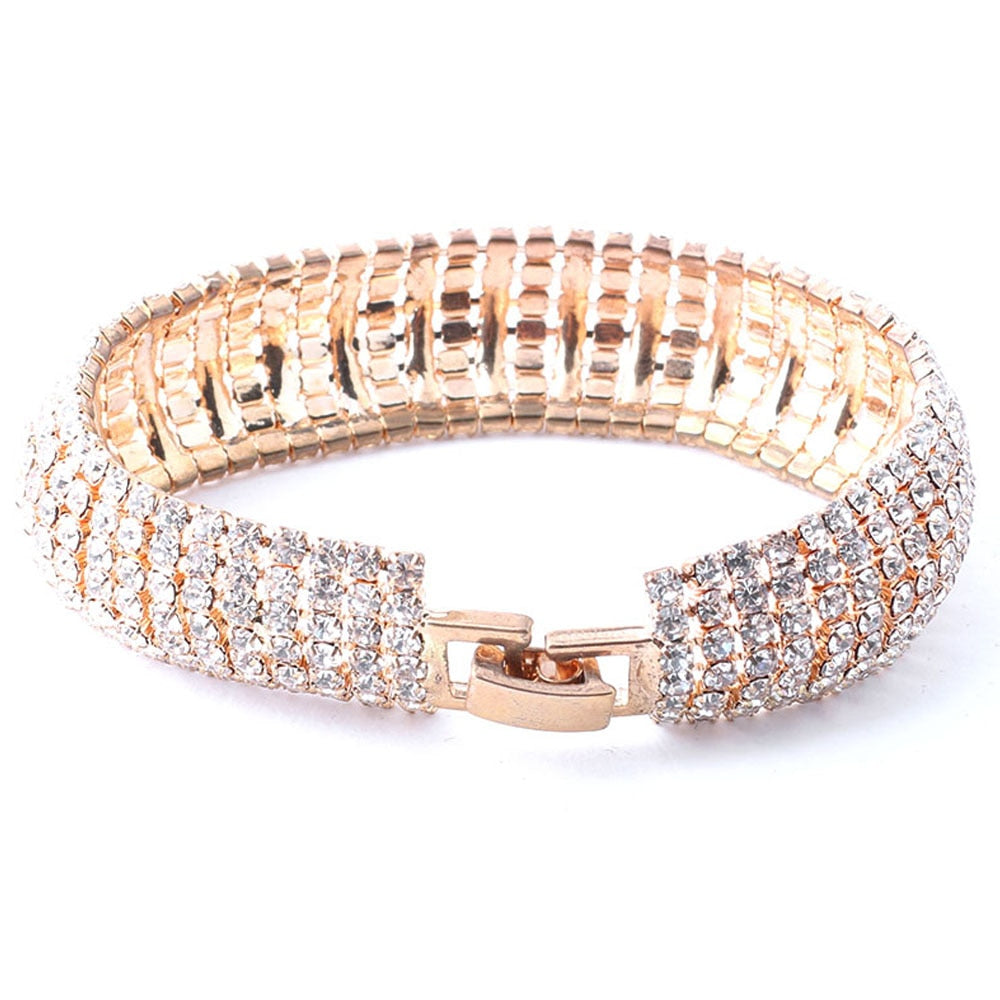 1 Pcs Crystal Rhinestone Jewelry Gold/Silver Color Bracelet Chain Women Pageant Bridesmaid Wedding Party Hot Sale Gift Crystal Bracelet