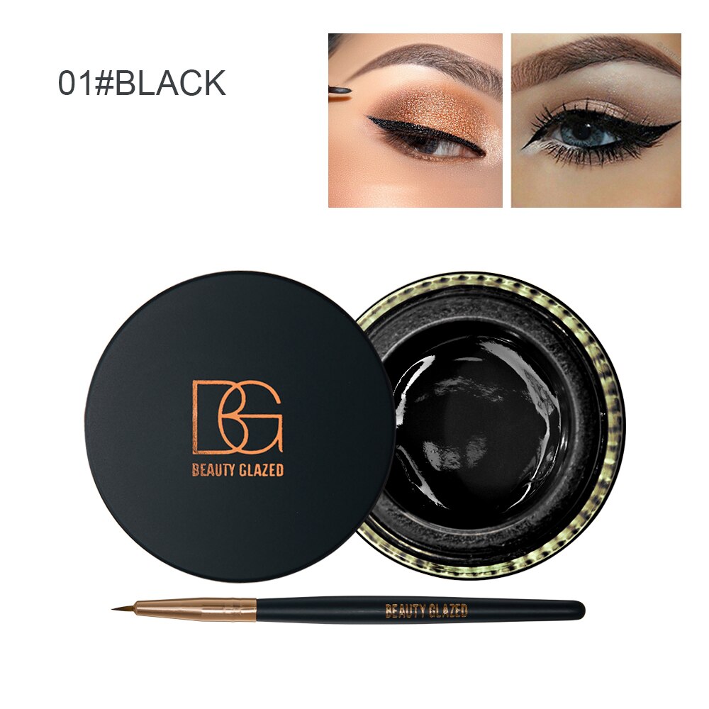 Traci K Beauty Glazed Fix Line Eyeliner Gel for Women with Brush Semi Permanent Waterproof Eyebrow Gel for Women Beauty Winged Liner