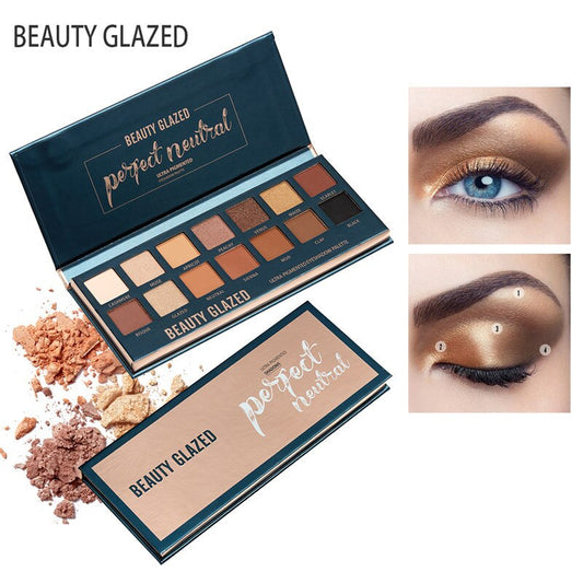 TracI K Beauty Glazed 14 Colors Shimmer Matte Pigmented Smokey Make Up Palette Eyeshadow Long-lasting Pressed Glitter Eye Makeup TSLM2