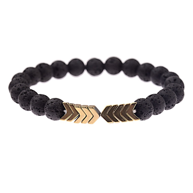 New Volcanic Lava Stone Essential Oil Diffuser Stone Bracelet Men Colorful Arrow Healing Balance Yoga For Women