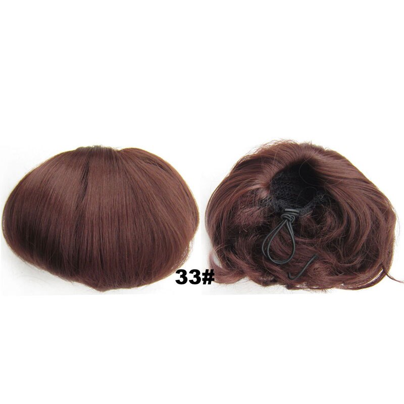Audrey Hepburn Traci K Beauty Synthetic Straight Hair Bun Donut Drawstring Chignon Clip on Cover Updos Women's Hairpiece