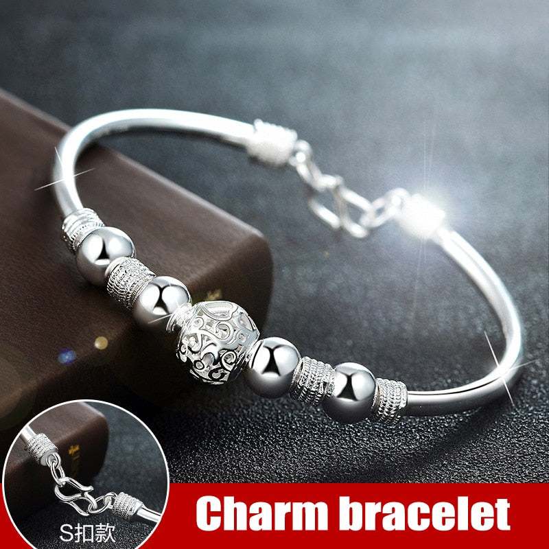 3 Style New 925 sterling silver Lucky Charm Bracelet Cuff Bracelets For Women Bangles Fashion Jewelry