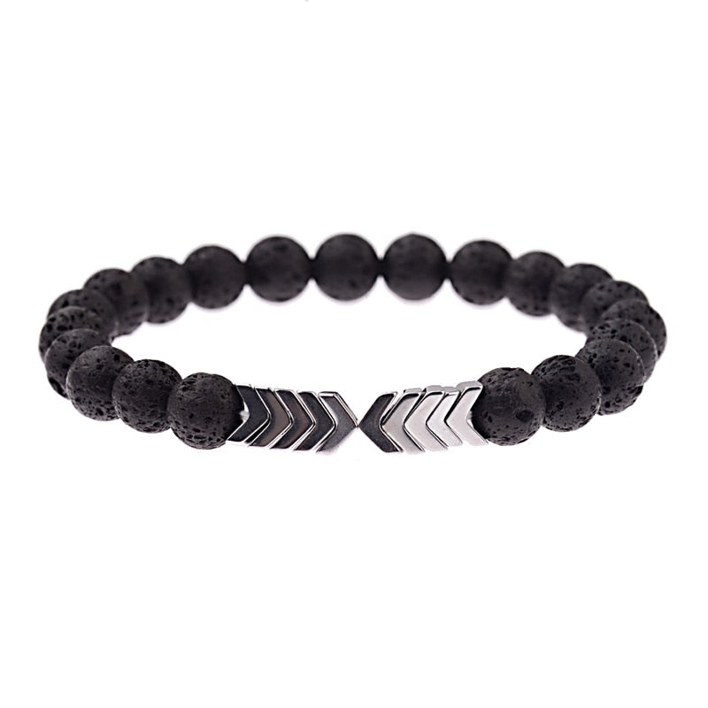 New Volcanic Lava Stone Essential Oil Diffuser Stone Bracelet Men Colorful Arrow Healing Balance Yoga For Women
