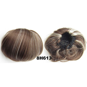 Audrey Hepburn Traci K Beauty Synthetic Straight Hair Bun Donut Drawstring Chignon Clip on Cover Updos Women's Hairpiece