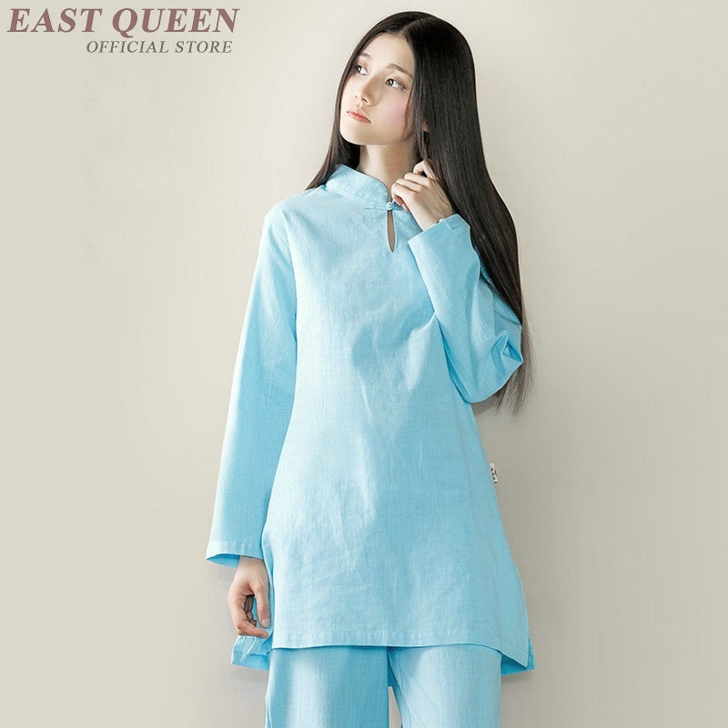 Zen meditation clothing women ladies traditional pants suit female womens two piece sets