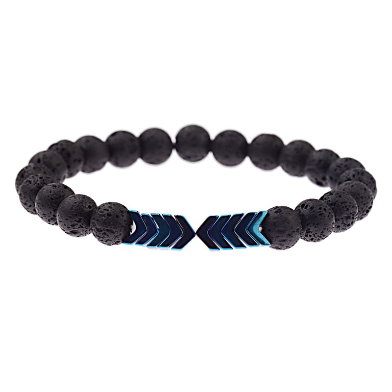 New Volcanic Lava Stone Essential Oil Diffuser Stone Bracelet Men Colorful Arrow Healing Balance Yoga For Women