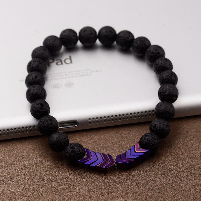 New Volcanic Lava Stone Essential Oil Diffuser Stone Bracelet Men Colorful Arrow Healing Balance Yoga For Women