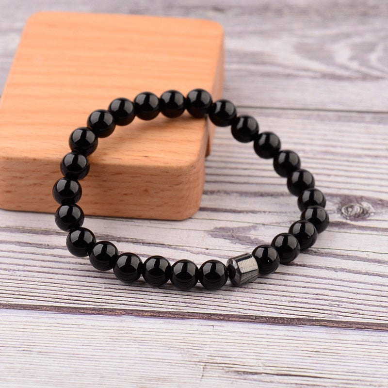 Cylinder Hematite Bracelets For Men Classic Nature Stone Beads Bracelets & Bangles Homme Yoga Jewelry UNISEX