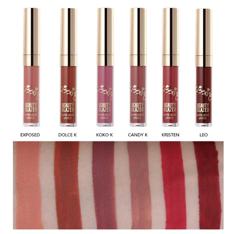 Traci K Beauty Glazed 6PCS Matte Liquid Lipstick Long Lasting Waterproof Glitter Lip Gloss No Fading Lip Tint Clear Lip Stain TSLM2