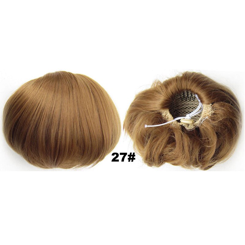 Audrey Hepburn Traci K Beauty Synthetic Straight Hair Bun Donut Drawstring Chignon Clip on Cover Updos Women's Hairpiece