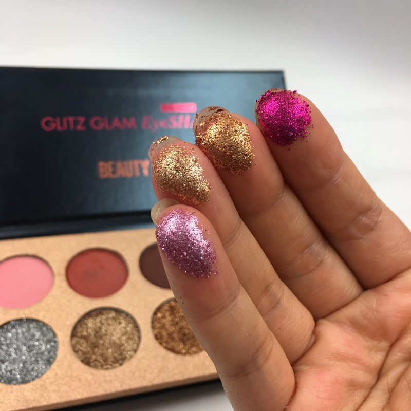 Beauty Glazed glamierres Glitz Glam Eyeshadow Palette 10 Insanely Pigmented Matte Glitter Shades Glow Eye Shadow Pallete Makeup