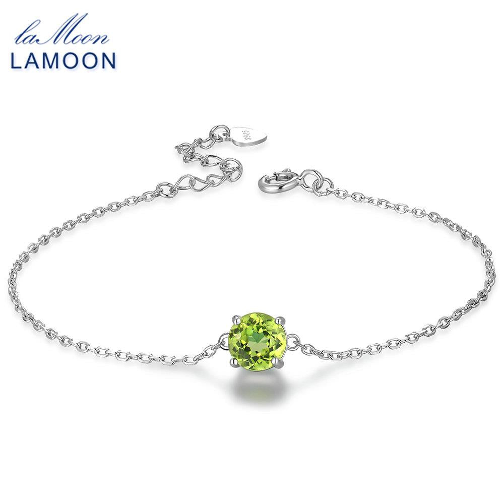 7mm Natural Round Cut Peridot 925 Sterling Silver Jewelry  Chain Charm Bracelet