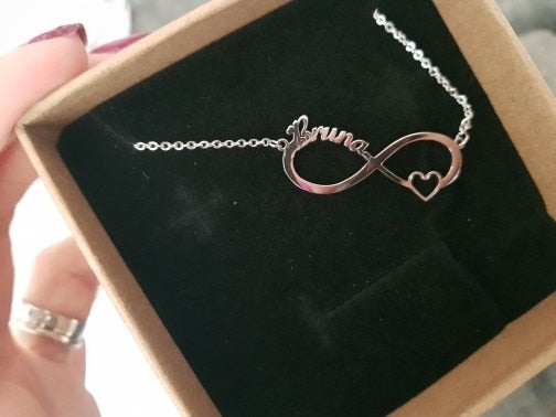 Gold Color Personalized Infinity Name Necklace With Heart Custom Couple Name Pendants Stainless Steel Jewelry Best Friend Gifts