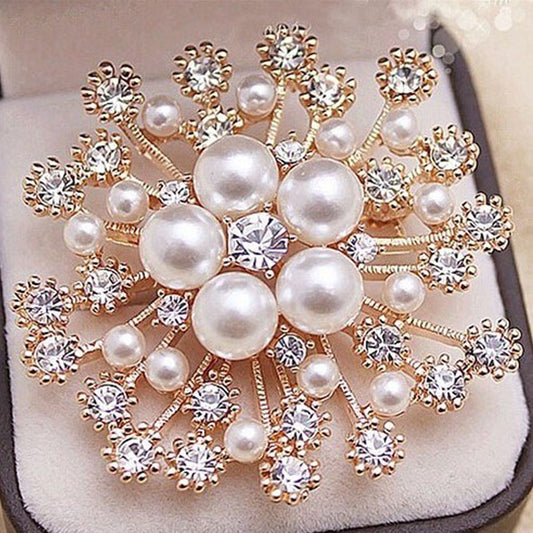 CHANEL Inspired Designer Fashion Women Large Brooches Pearls Rhinestones Crystal  Pin Jewelry