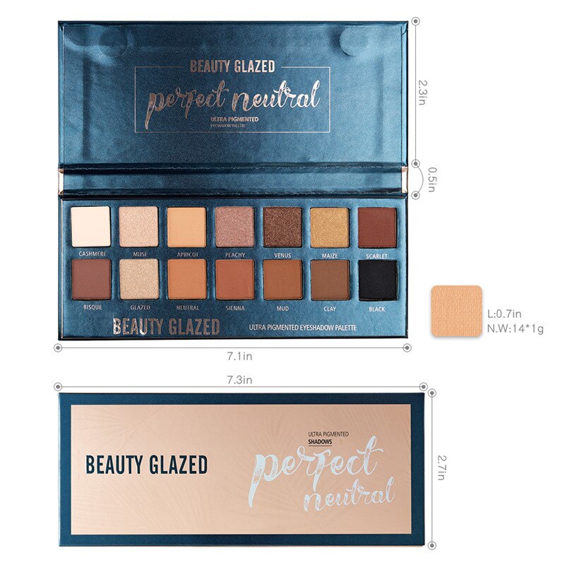 TracI K Beauty Glazed 14 Colors Shimmer Matte Pigmented Smokey Make Up Palette Eyeshadow Long-lasting Pressed Glitter Eye Makeup TSLM2