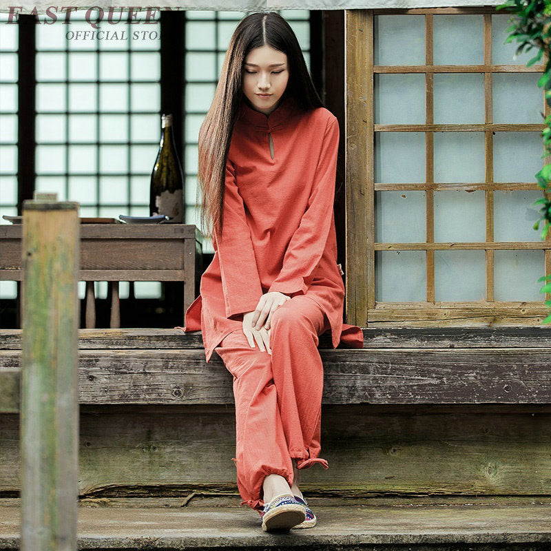 Zen meditation clothing women ladies traditional pants suit female womens two piece sets