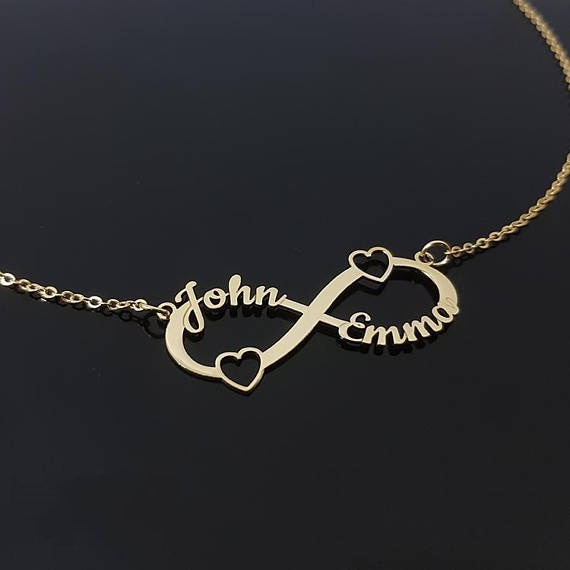 Gold Color Personalized Infinity Name Necklace With Heart Custom Couple Name Pendants Stainless Steel Jewelry Best Friend Gifts