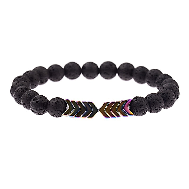 New Volcanic Lava Stone Essential Oil Diffuser Stone Bracelet Men Colorful Arrow Healing Balance Yoga For Women