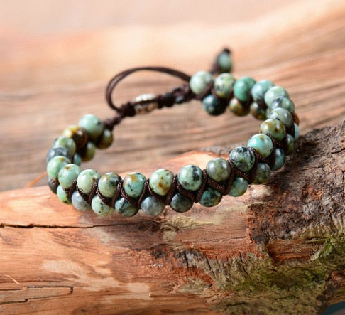 ZEN Men Bracelet Cool African Stone Beads Braided Cuff Bracelet Handmade Friendship Bracelets Mens Charm Bracelet Jewelry
