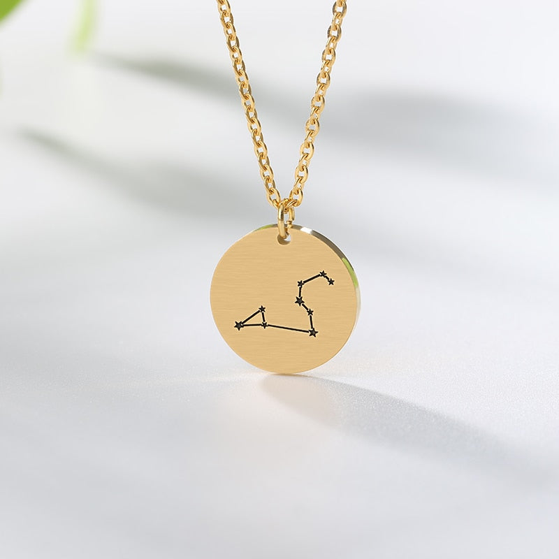 Twelve Constellations Charms Necklace Leo Aries Taurus Gemini Cancer Virgo Libra Scorpio Sagittarius Capricorn Aquarius Pisces