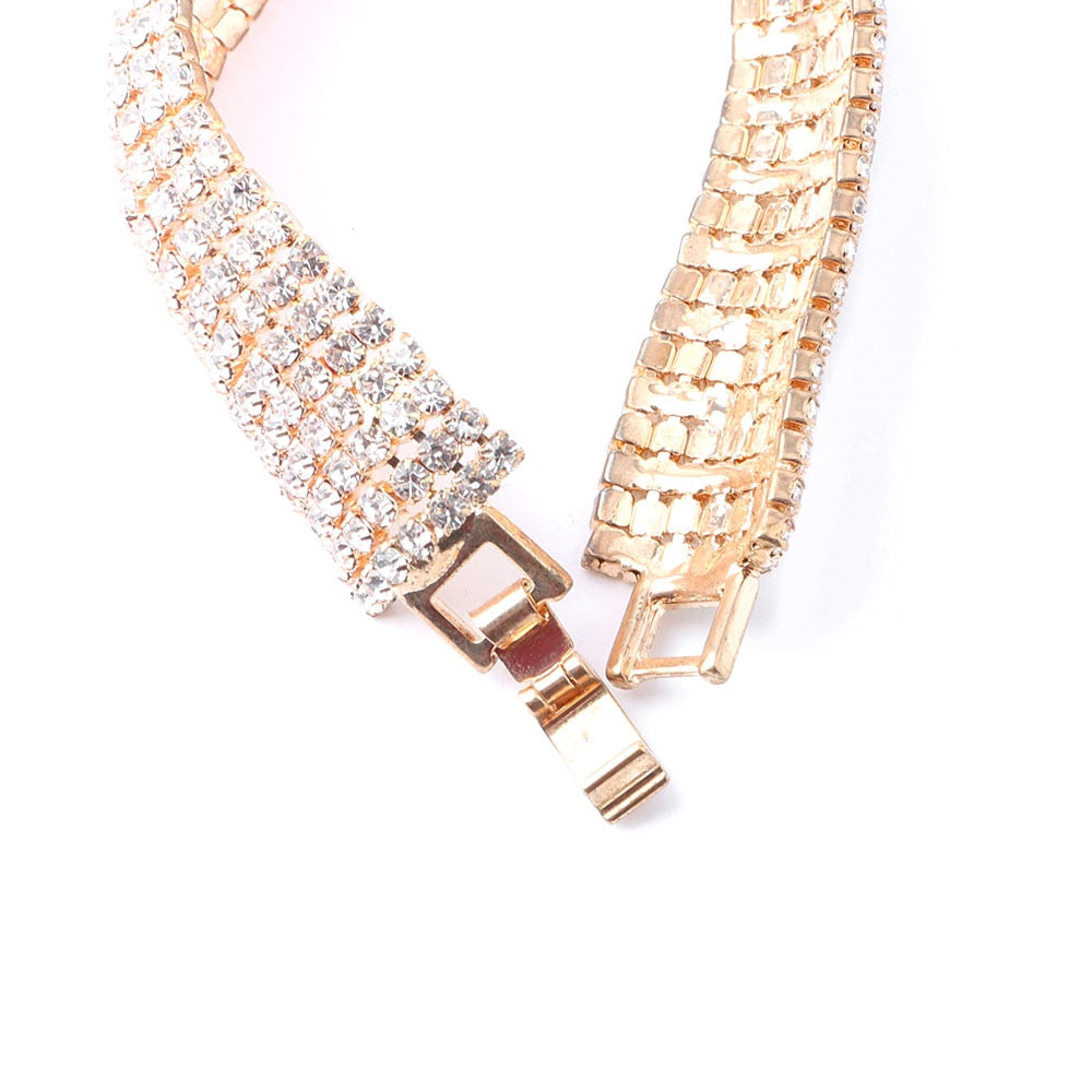 1 Pcs Crystal Rhinestone Jewelry Gold/Silver Color Bracelet Chain Women Pageant Bridesmaid Wedding Party Hot Sale Gift Crystal Bracelet