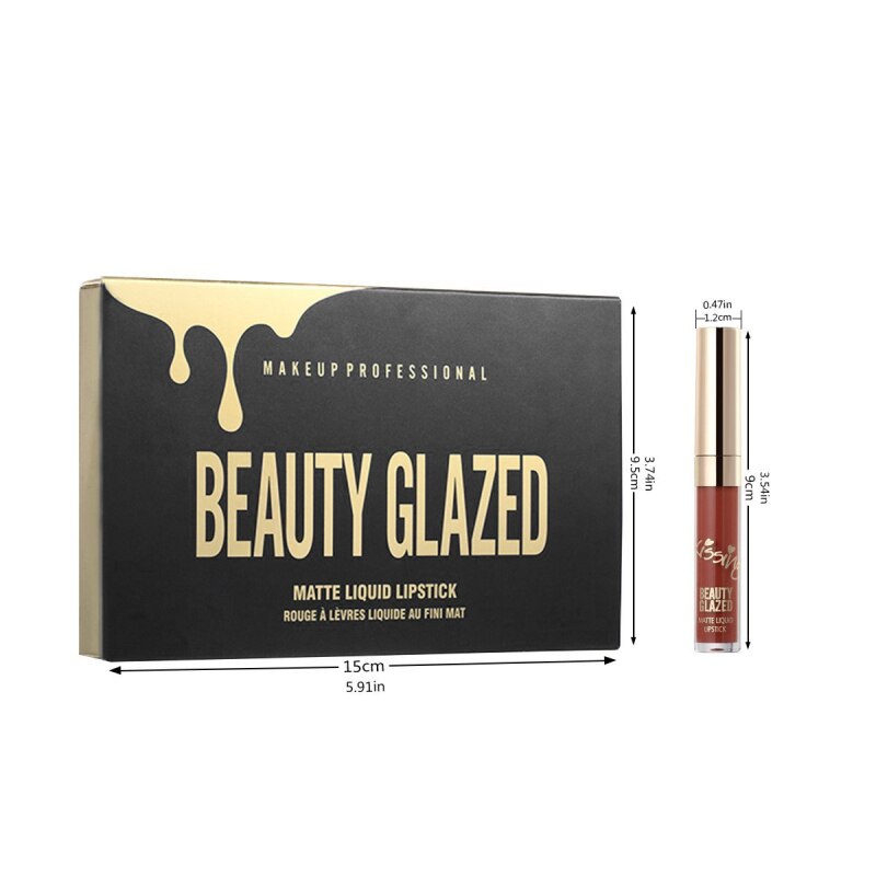 Traci K Beauty Glazed 6PCS Matte Liquid Lipstick Long Lasting Waterproof Glitter Lip Gloss No Fading Lip Tint Clear Lip Stain TSLM2