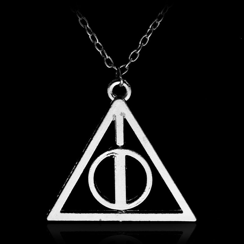 Fashion Long Necklaces Deathly Hallows Pendant Necklace Triangle Rotatable intermediate Resurrection Stone Necklaces