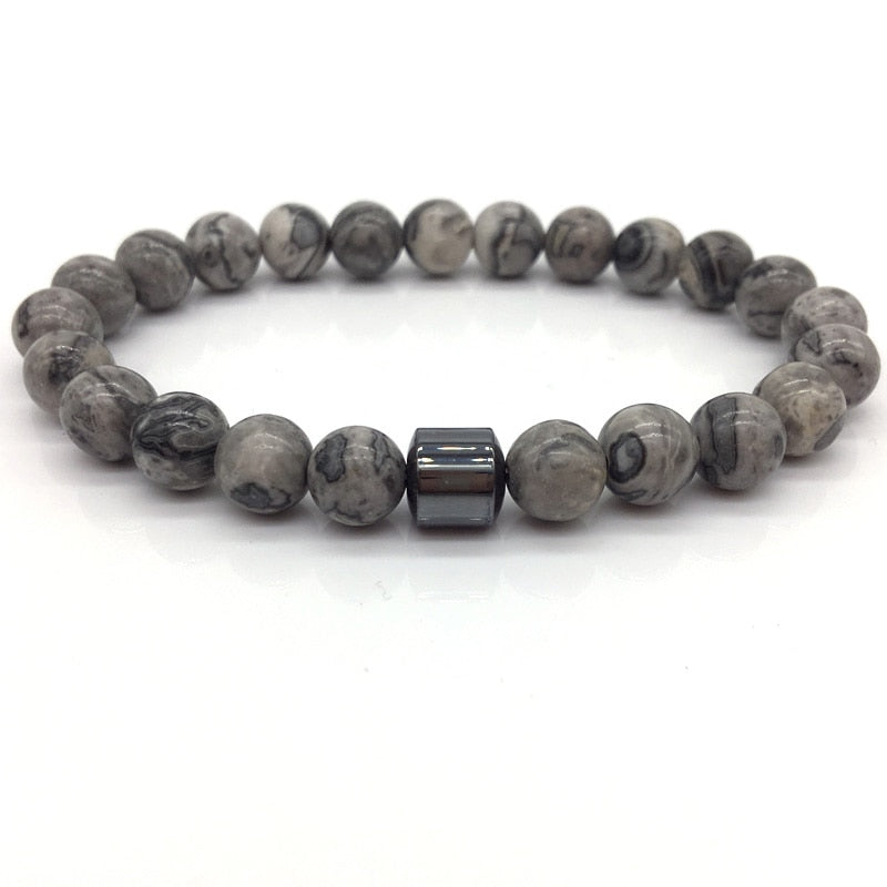 Cylinder Hematite Bracelets For Men Classic Nature Stone Beads Bracelets & Bangles Homme Yoga Jewelry UNISEX