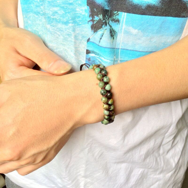 ZEN Men Bracelet Cool African Stone Beads Braided Cuff Bracelet Handmade Friendship Bracelets Mens Charm Bracelet Jewelry