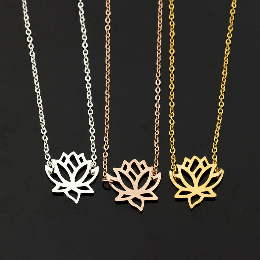 Stainless Steel Gold Charm Healing Lucky Lotus Flower Bracelets For Women Boho Jewellery Delicate Chain Yoga Bracelet
