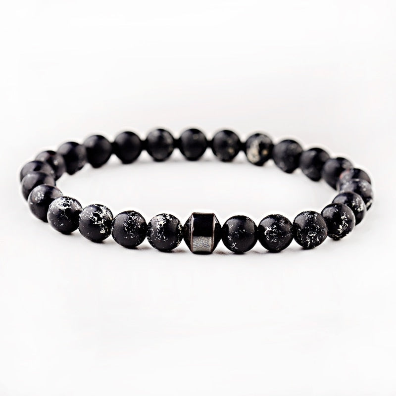 Cylinder Hematite Bracelets For Men Classic Nature Stone Beads Bracelets & Bangles Homme Yoga Jewelry UNISEX
