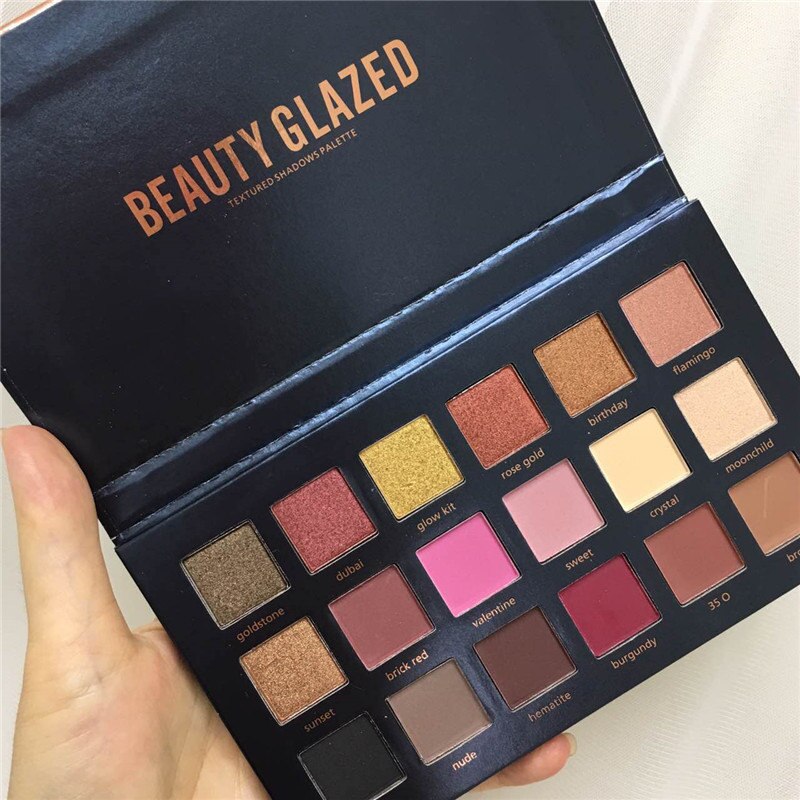 Traci K Beauty Glazed Beauty Box Kits :Pressed Illuminating Powder Glitter Shimmer Matte Eye Shadow Palette Eyeshadow Palette Makeup Brushes