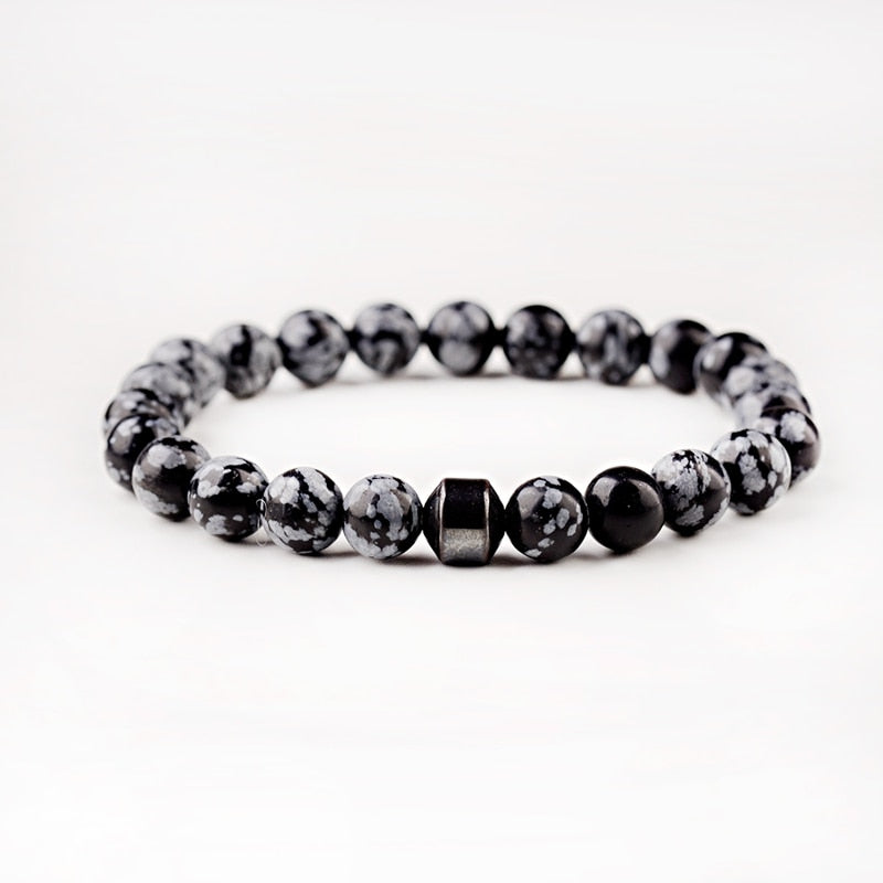 Cylinder Hematite Bracelets For Men Classic Nature Stone Beads Bracelets & Bangles Homme Yoga Jewelry UNISEX