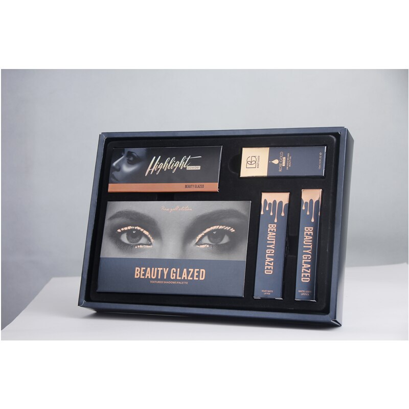 Traci K Beauty Glazed Beauty Box Kits :Pressed Illuminating Powder Glitter Shimmer Matte Eye Shadow Palette Eyeshadow Palette Makeup Brushes