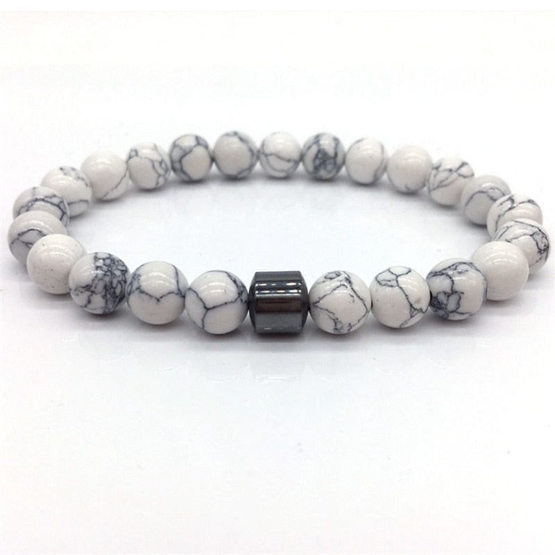 Cylinder Hematite Bracelets For Men Classic Nature Stone Beads Bracelets & Bangles Homme Yoga Jewelry UNISEX