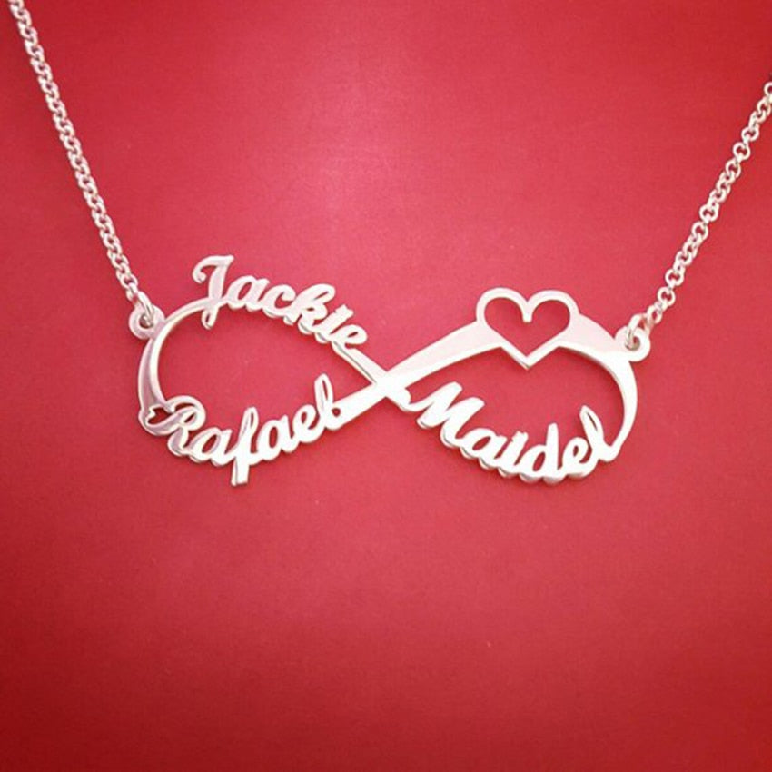 Gold Color Personalized Infinity Name Necklace With Heart Custom Couple Name Pendants Stainless Steel Jewelry Best Friend Gifts